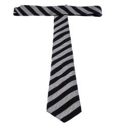 Pre Owned Giorgio Armani Monochrome Diagonal Striped Regimental Dot Silk Jacquard Tie