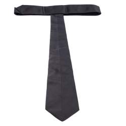 Giorgio Armani Dark Grey Pinstripe Tonal Pattern Silk Jacquard Classic Tie