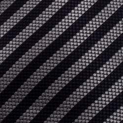 Pre Owned Giorgio Armani Dark Grey Diagonal Striped Silk Jacquard Tie