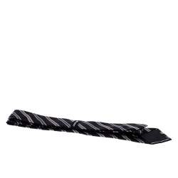 Giorgio Armani Black Silk Contrast Diagonal Striped Classic Tie