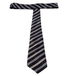 Pre Owned Giorgio Armani Black Silk Contrast Diagonal Striped Classic Tie