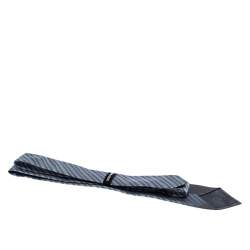 Pre Owned Giorgio Armani Grey Diagonal Degrade Striped Pattern Silk Jacquard Tie