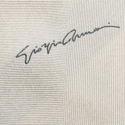 Pre Owned Giorgio Armani Pale Grey Textured Silk Narrow Tie