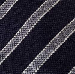 Pre Owned Giorgio Armani Navy Blue Striped Jacquard Silk Tie