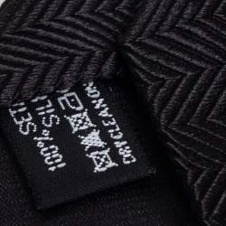 Pre Owned Giorgio Armani Black Chevron Jacquard Silk Tie