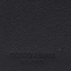 Pre Owned Giorgio Armani Black Leather Passport Holder