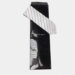Giorgio Armani Grey Diagonal Striped Silk Tie