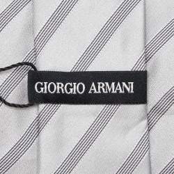 Giorgio Armani Grey Diagonal Striped Silk Tie