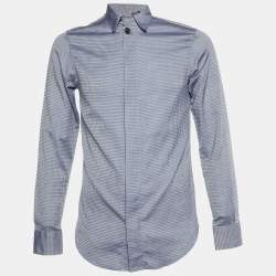Giorgio Armani Grey Checkered Cotton Buttoned Up Shirt S
