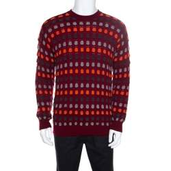 Giorgio Armani Maroon Textured Dotted Sweater M
