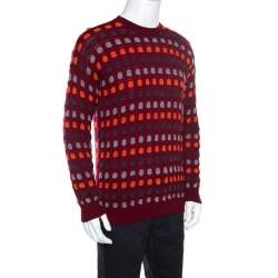 Giorgio Armani Maroon Textured Dotted Sweater M
