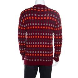 Giorgio Armani Maroon Textured Dotted Sweater M