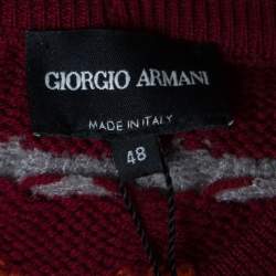 Giorgio Armani Maroon Textured Dotted Sweater M