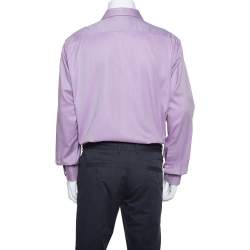 Pre Owned Giorgio Armani Purple Rope Striped Cotton Button Front Shirt 3XL