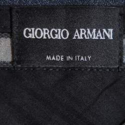 Pre Owned Giorgio Armani Navy Blue Speckled Wool & Silk Classic Trousers 4XL