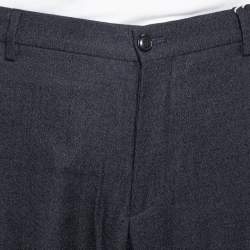 Pre Owned Giorgio Armani Black Speckled Wool & Silk Classic Trousers 4XL