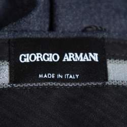 Pre Owned Giorgio Armani Navy Blue Speckled Wool & Silk Classic Trousers 3XL