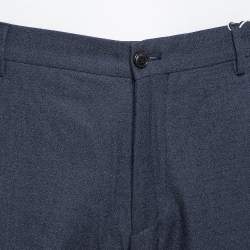 Pre Owned Giorgio Armani Navy Blue Speckled Wool & Silk Classic Trousers 3XL