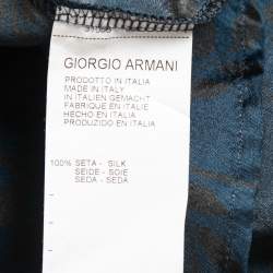 Giorgio Armani Blue Printed Silk Button Front Full Sleeve Shirt M