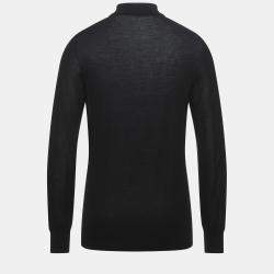 Pre Owned Giorgio Armani Black Virgin Wool Polo Sweater S (IT 46)