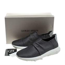 Giorgio Armani Grey Fabric and Suede Low Top Sneakers Size 41