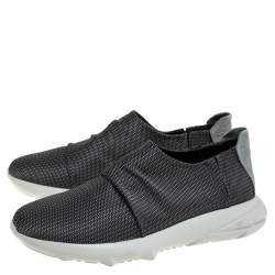 Giorgio Armani Grey Fabric and Suede Low Top Sneakers Size 41