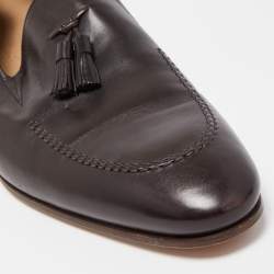 Giorgio Armani Dark Brown Leather Fringe Loafers Size 45