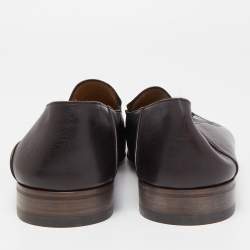 Giorgio Armani Dark Brown Leather Fringe Loafers Size 45