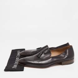 Giorgio Armani Dark Brown Leather Fringe Loafers Size 45