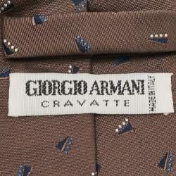 Giorgio Armani Brown Patterned Silk Traditional Tie