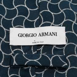 Giorgio Armani Blue Geometric Silk Traditional Tie
