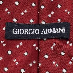 Giorgio Armani Burgundy Patterned Satin Silk Tie 