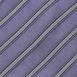 Pre Owned Giorgio Armani Purple Diagonal Striped Silk Tie 
