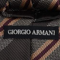 Pre Owned Giorgio Armani Multicolor Striped Silk jacquard Traditional Tie