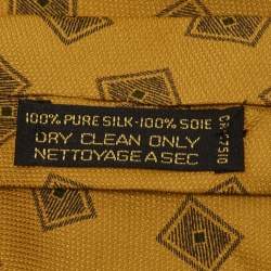 Pre Owned Giorgio Armani Vintage Yellow Ochre Silk Traditional Tie