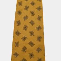Pre Owned Giorgio Armani Vintage Yellow Ochre Silk Traditional Tie