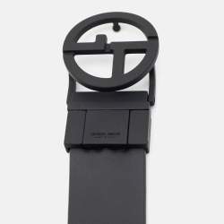 Pre Owned Giorgio Armani Cut to Size Reversible Buckle Belt Black Leather