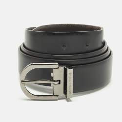 Pre Owned حزام جورجيو أرماني إبزيم قابل للعكس قص الأسود جلد