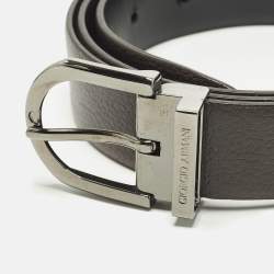 Pre Owned حزام جورجيو أرماني إبزيم قابل للعكس قص الأسود جلد