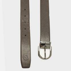 Pre Owned حزام جورجيو أرماني إبزيم قابل للعكس قص الأسود جلد