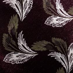 Giorgio Armani Cravatte Burgundy Leaf Print Traditional Silk Tie