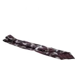 Giorgio Armani Cravatte Burgundy Leaf Print Traditional Silk Tie