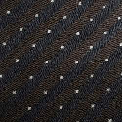 Giorgio Armani Diagonal Striped Wool and Silk Dotted Jacquard Tie