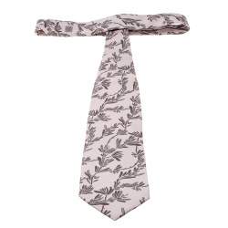Pre Owned Giorgio Armani Vintage Blush Pink Floral Printed Silk Traditional Tie