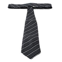 Pre Owned Giorgio Armani Vintage Black Diagonal Striped Silk Jacquard Traditional Tie