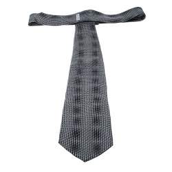 Giorgio Armani Grey and Black Abstract Print Traditional Silk Tie
