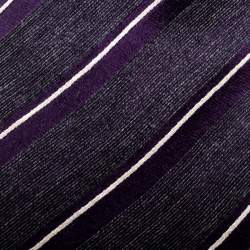 Pre Owned Giorgio Armani Purple Diagonal Striped Silk Wool Traditional Tie
