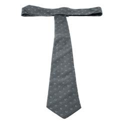 Pre Owned Giorgio Armani Cravatte Grey Striped Patterned Silk Jacquard Tie