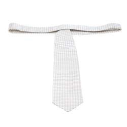 Pre Owned Giorgio Armani Monochrome Checked Silk Jacquard Traditional Tie