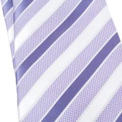 Giorgio Armani Vintage Lilac and White Diagonal Striped Silk Jacquard Tie